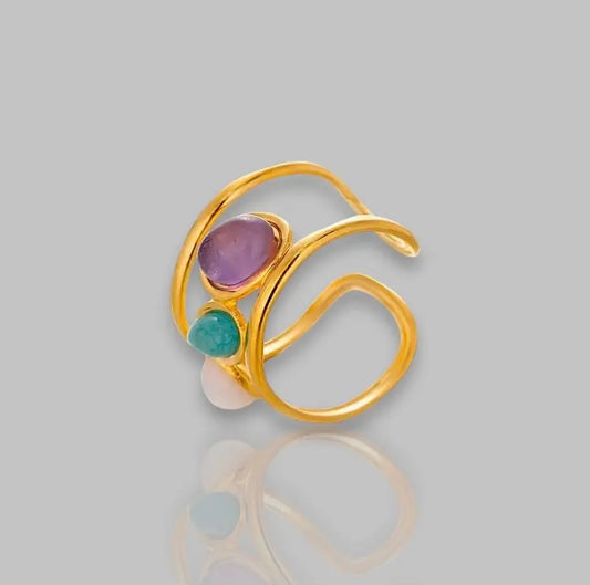 Eleganter Ring mit Fiery Moonstone, perfekt für stilvolle Akzente und einen Hauch von Energie. Ideal für jeden Anlass.