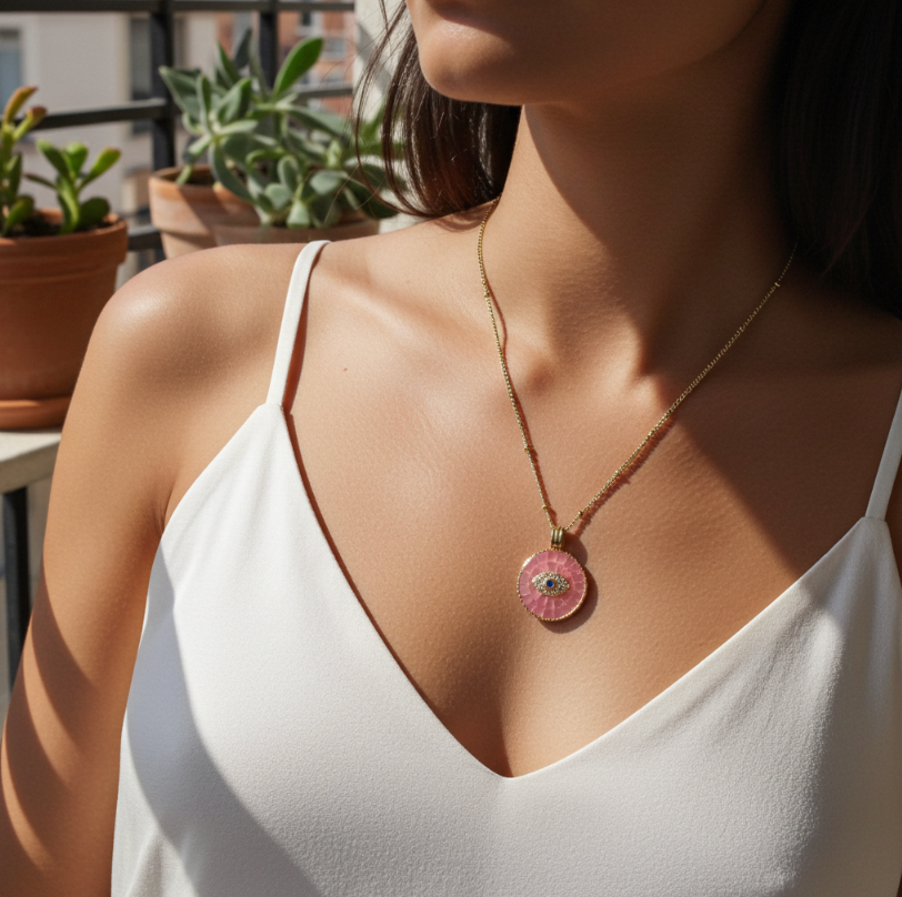 Collier Oeil Rose