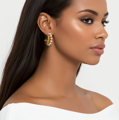 Ornate Pearl Hoop