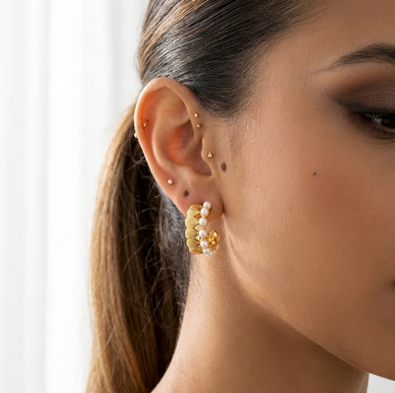 Ornate Pearl Hoop by Glamouroses