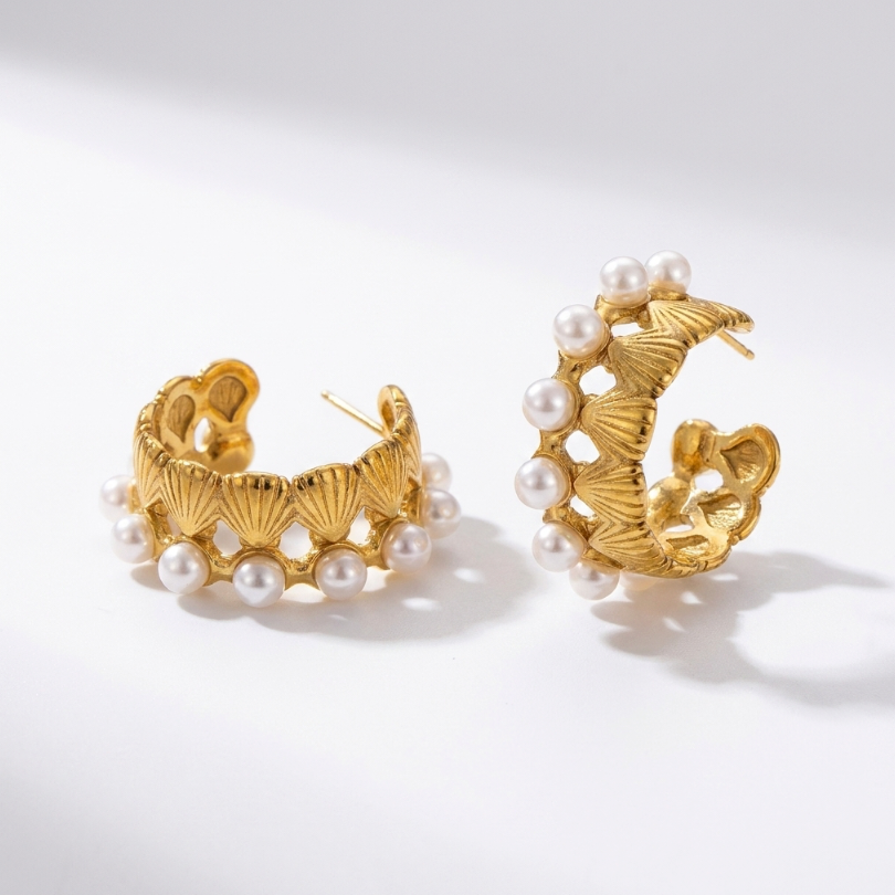 Ornate Pearl Hoop by Glamouroses